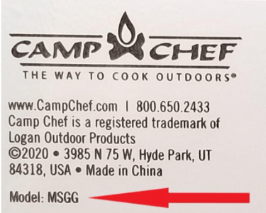 Manufacturer’s Label Showing Model Number