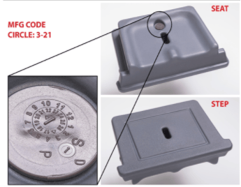 Manufacture code 3-2021 can be found on the removable seat/step