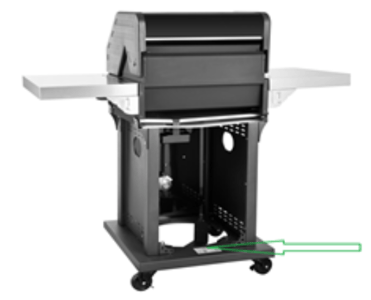 Model # GG2005 is located on the rear base of the Recalled Patio 2-Burner Gas Grill