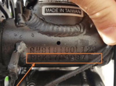 Location of serial number engraved on bottom bracket