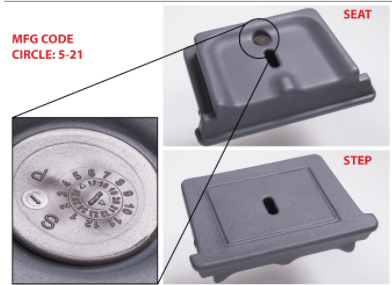 Manufacture code 5-2021 can be found on the removable seat/step