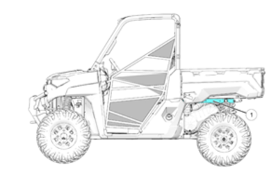 Ranger, PRO XD and Bobcat models – VIN number location shown at #1