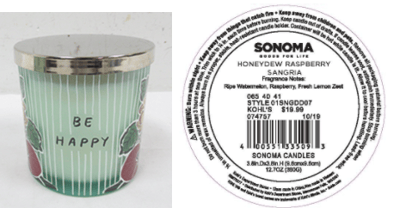 Recalled Kohl’s Be Happy Candle