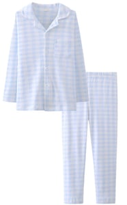 ASHERGAL children’s two-piece pajama set in blue gingham