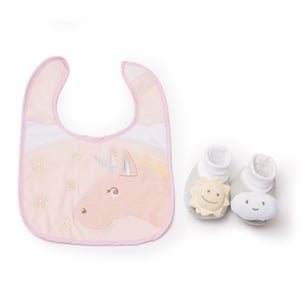 Unicorn bib and bootie set