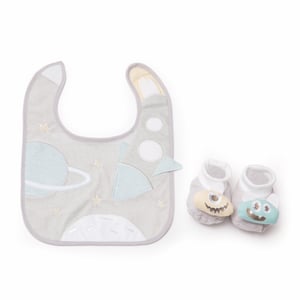 Rocketship bib and bootie set