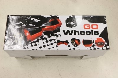 Recalled Go Wheels hoverboard packaging