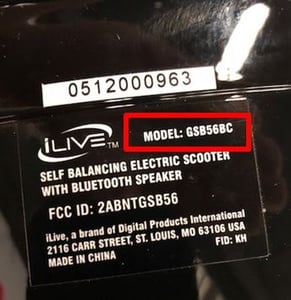 Label with model number