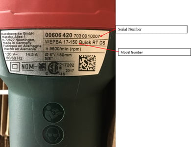 Labeling on rat tail angle grinder