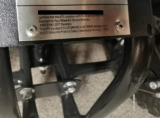 Action Plan Label located on the front frame