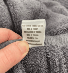 Recalled Linum Home Textiles children's robe (label)