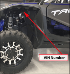 Talon 1000 Location of VIN Number