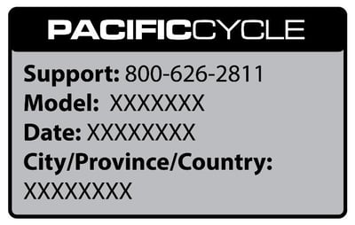 Recalled Ascend Minaret or Cabrillo Electric Bike service label
