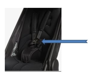 A view of the recalled button on the harness