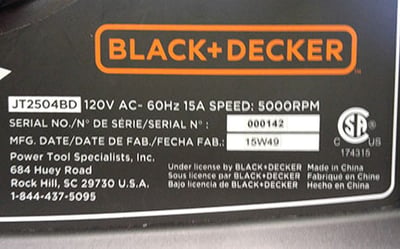 Table saw model and serial number location