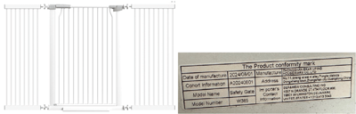 Recalled Auto Close Safety Gate; Sold on Amazon.com as "60.3"-62.9" Baby Gate"