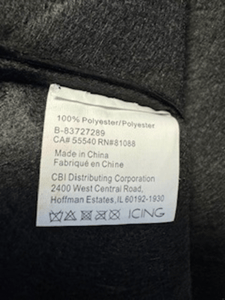 CBI Distributing Corporation is printed on the sewn-in tag inside the hat