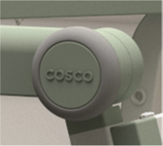 Cosco logo molded onto handle of the recalled Cosco 2-step kitchen stepper