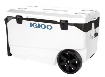 Model 34785 (Same product as previously recalled Model 49937): Recalled Igloo 90 Qt. Flip & Tow Rolling Cooler in White Body and Lid