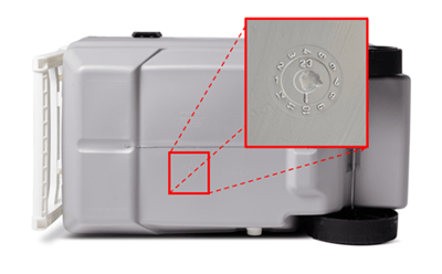 Location of Manufacturing Date Code under the recalled Igloo 90 Qt. Flip & Tow Rolling Cooler