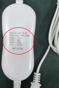 Model Identification of the Recalled Blankets and Pads can be Found on the Remote