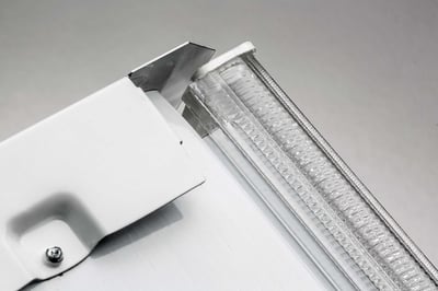 Recalled Lithonia Lighting LBL4W model ceiling light fixture top view