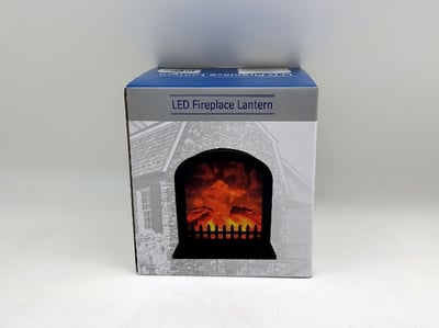 Recalled LED Fireplace Lantern – Product Packaging
