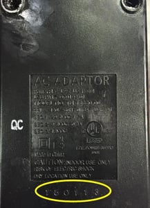 Power supply showing affected lot number 150113