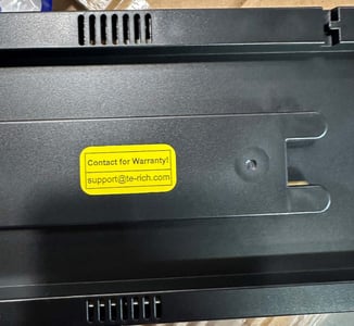 Contact for warranty! support@te-rich.com printed on yellow label on back of clock