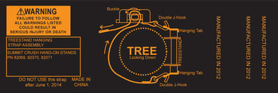 Picture of recalled treestand warning label