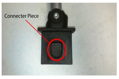 Location of connector piece on recalled booster seat