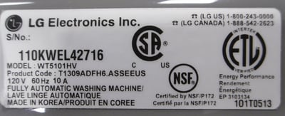 Rating label with the serial number
