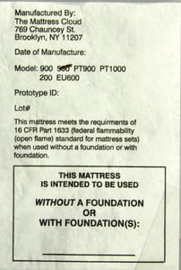 Federal tag on recalled mattresses