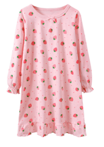Recalled Booph children's nightgown - long sleeve, pink with strawberries