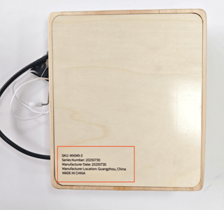 "SKU: MX049-3" and "Series no.20250730" are printed on the underside of the recalled Joyreal Busy Board toy