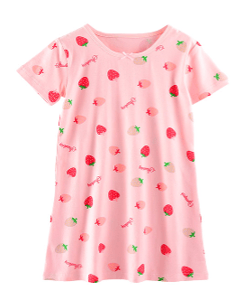 Recalled Booph children's nightgown - short sleeves, pink with strawberries