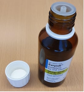Recalled prescription drug with press-in bottle adapter