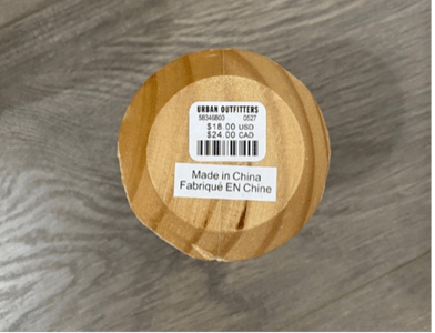 Location of SKU number on Margo Candle Holder - Small