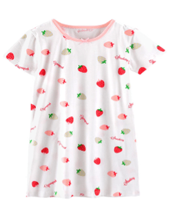 Recalled Booph children's nightgown - short sleeves, pink with strawberries
