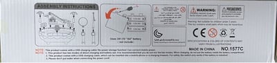 Model number 1577C and Made in China are printed on the side of the box