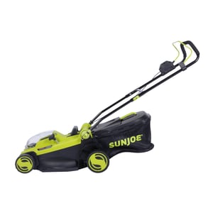 Sideview of recalled Sun Joe Lawn Mower (model 24V-X2-17LM and model 24V-X2-17LM-CT)