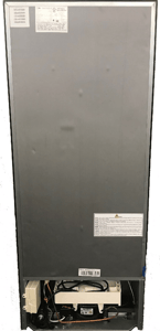 Rear of the recalled Haier 10.1 Cubic Foot Top-Mount Refrigerator with the serial number on a label at the top left.