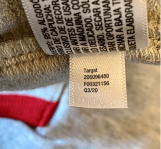 Cat & Jack Romper item number located on the white tag inside the garment.