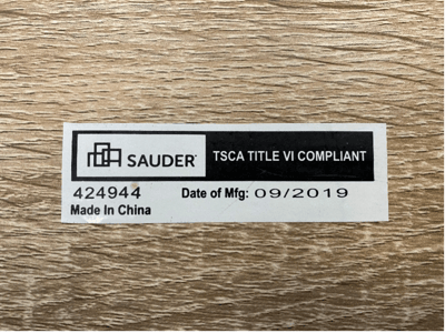 Label with the manufacturing date code located on underside of the seat