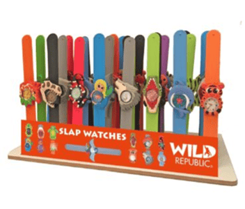 Close up of the recalled Wild Republic Slap Watches