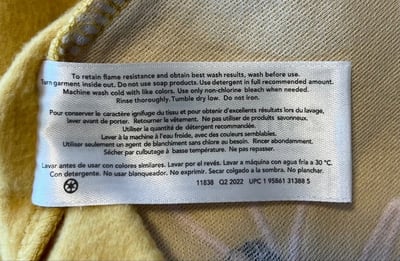 Recalled The William Carter Company Infant's Pajamas UPC number (printed on the back of the care tag)
