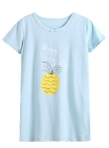 Recalled Booph children's nightgown - short sleeves, blue with pineapple