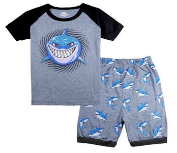 Recalled Tkala Fashion children's pajamas - short sleeves, grey shark print