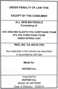 Tag Showing "Made for HOFISH Inc."
