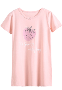 Recalled Booph children's nightgown - short sleeves, pink with strawberry